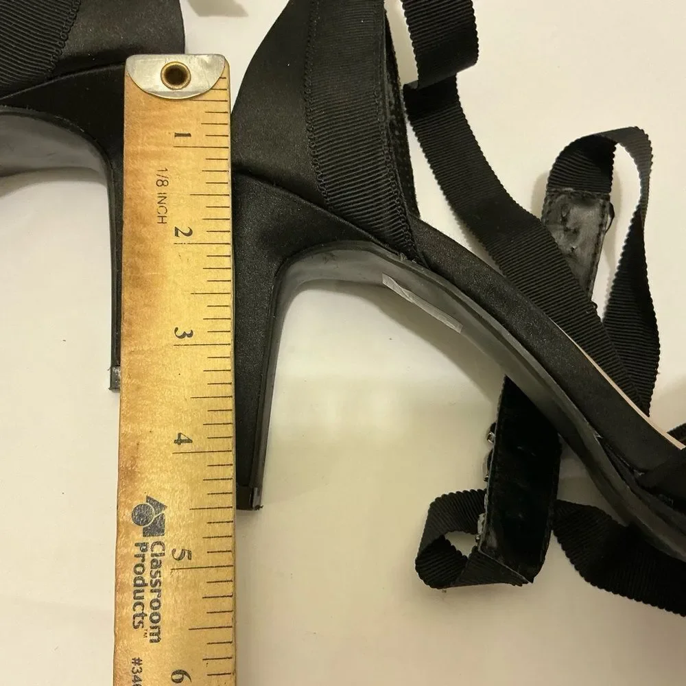 Kelly & Katie Black Strappy Heels with Embellishments